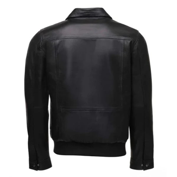 Men's Black Bomber Style Leather Jacket