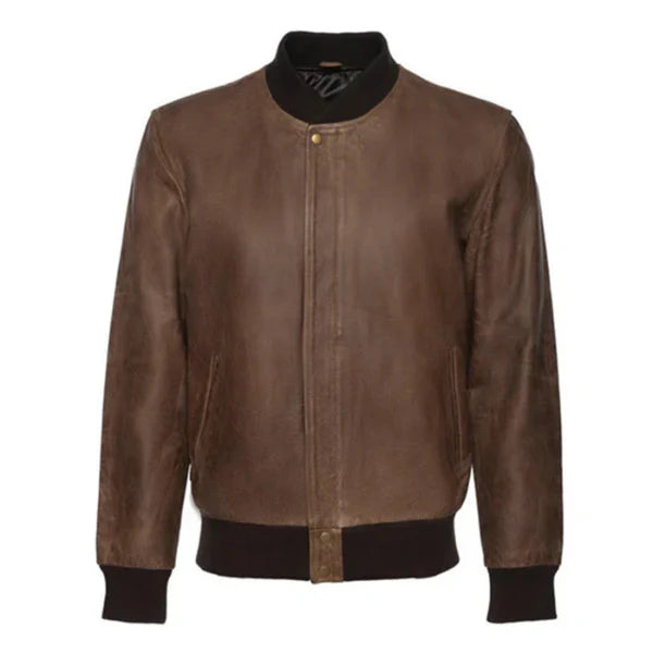 Men's Brown Levi Bomber Leather Jacket