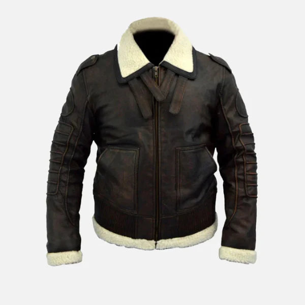 Men's Distressed Shearling Leather Jacket