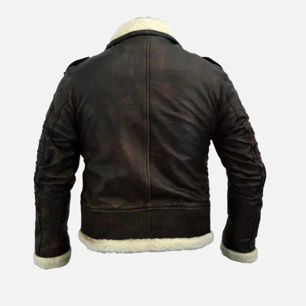 Men's Distressed Shearling Leather Jacket