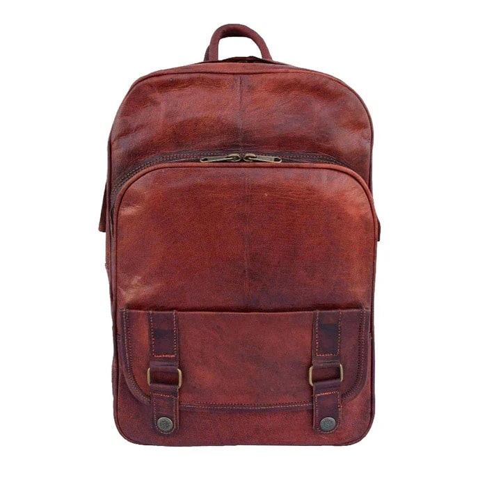 Rustic Leather Zipper Backpack