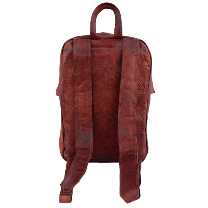 Rustic Leather Zipper Backpack