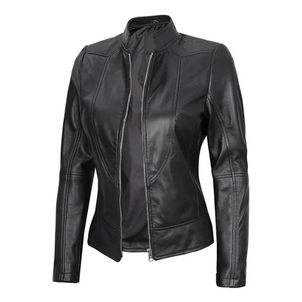 Women's Cafe Racer Real Leather Jacket