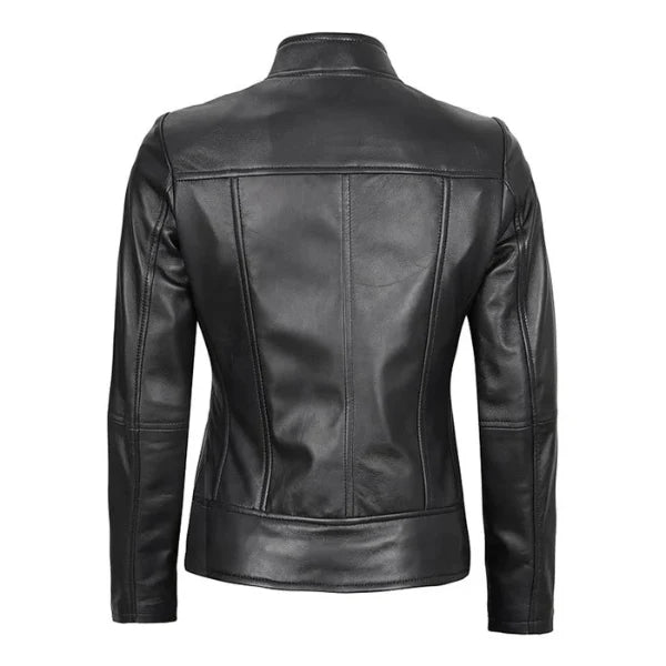 Women's Cafe Racer Real Leather Jacket